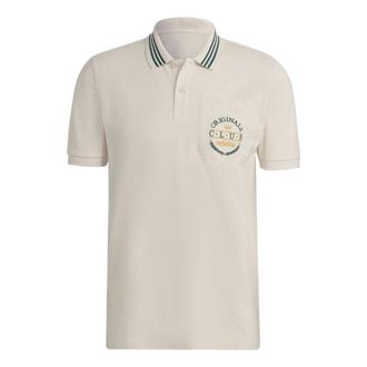 adidas Mens adidas Alphabet Logo Stripe Printing Short Sleeve White Polo Shirt HR7898
