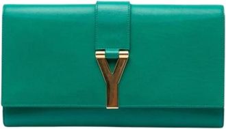 Saint Laurent Pre-owned Chyc Ligne Clutch - Dames - Vintage Clutch - Groen - ONE Size - Leer - Vintage
