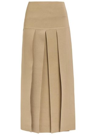 Alaia Pleated Stretch Fine-knit Midi Skirt - Beige - 38 (UK10 / S)