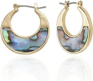 Ettika Abalone Inlay Hoop Earrings in Gold at Nordstrom Rack