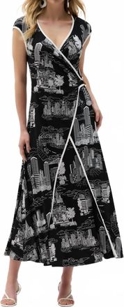 Joseph Ribkoff Printed Maxi Fit And Flare Dress In Black/vanilla