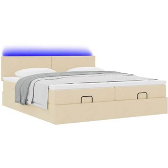 vidaXL Estructura De Cama Otomana Con Colchones Tela Crema 180x200cm Vidaxl