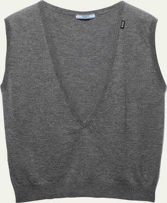 Prada Plunging V-Neck Cashmere Vest