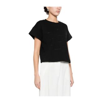 Elisabetta Franchi T-Shirts, female, Black, Size: L Elisabetta Franchi Sweaters Black