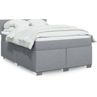 vidaXL Cama Box Spring Con Colch&oacute;n Tela Gris Claro 140x190 Cm Vidaxl