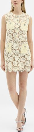 Self Portrait Womens Openwork lace yellow minidress