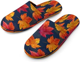 Generic Autumn Canada Maple Mens Cozy Memory Foam Slippers Warm Cotton House Shoes Comfy Slipper for Indoor Outdoor
