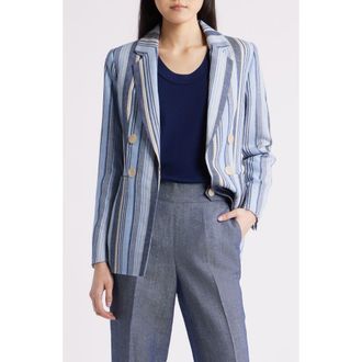 Anne Klein Stripe Blazer in Lakeshore Multi at Nordstrom, Size Xx-Small