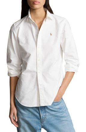 Polo Ralph Lauren Oxford Cotton Button-Up Shirt in Bsr White at Nordstrom, Size 00