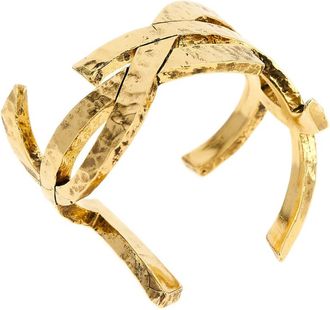 Saint Laurent Golden Cassandre Cuff Bracelet