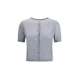 Lisa Yang Gray Cashmere Womens Cardigan