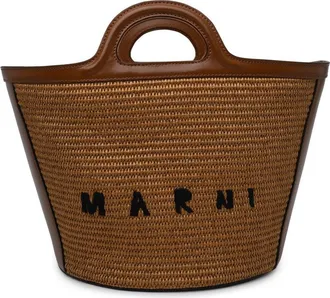 Marni Brown Leather Blend Tropical Bag