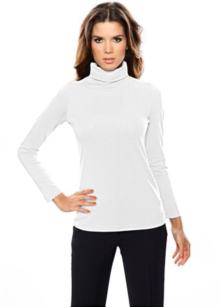 Heine Rollkragenshirt HEINE Rollkragen-Shirt, Damen, Gr. 34, weiss (wei&szlig;), 95% Baumwolle, 5% Elasthan, unifarben, Shirts Rollkragenshirt