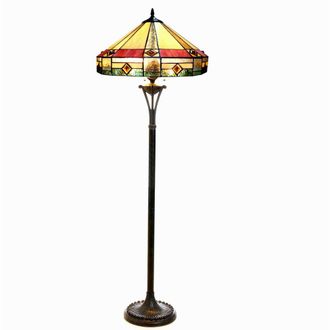 Chloe Lighting RIDLEY Tiffany-style 2 Light Mission Floor Lamp 18 Shade