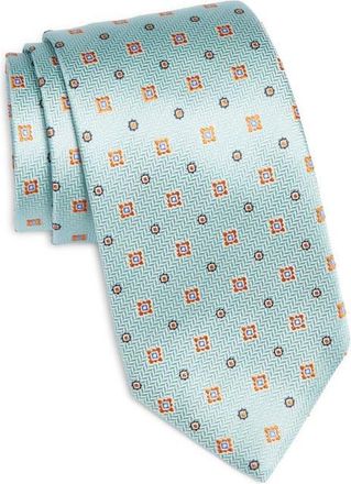 Canali Medallion Silk Tie in Light Green at Nordstrom