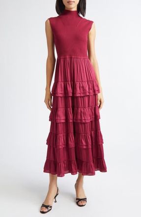 Derek Lam Klea Tiered Maxi Dress in Carmine at Nordstrom, Size X-Large