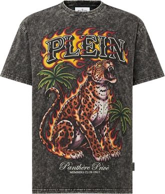 Philipp Plein T-Shirt a girocollo Ss Leopard - - Tops - Uomo - Grigio - XL