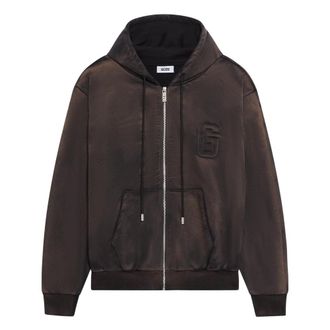 GCDS Faded Zip Up Hoodie - Heren - Vesten met rits - Zwart - L - Katoen - Hoodies & sweatvesten
