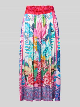 Miss Goodlife Midirock aus Viskose mit elastischem Bund in Blau, Gr&ouml;&szlig;e XL