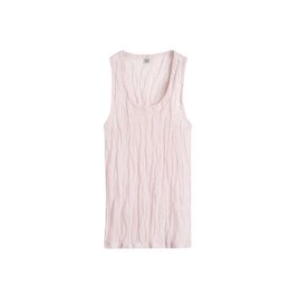 Toteme Crinkled Gauze Tank - Dames - Tops zonder mouwen - Roze - S - Katoen - Tops
