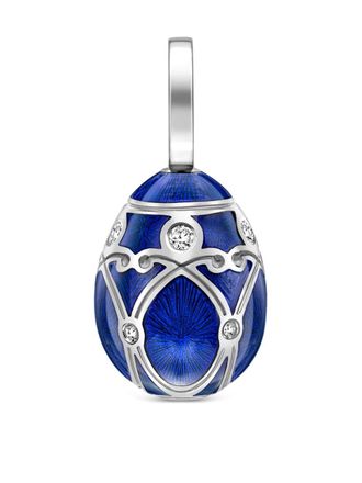 Faberg&eacute; 18kt witgouden Heritage Palais Egg bedel met diamant - Zilver