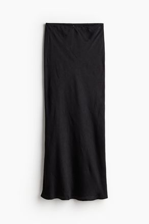 H&M Maxirock aus gecrinkeltem Satin - Schwarz