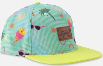 Deux par Deux Girl Flat Brim Beach Print Cap in Green Beach Print at Nordstrom, Size 12-24 M