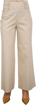 Nenette Wide Broeken - Dames - Wijde Broeken - Beige - L - Katoen - Broeken