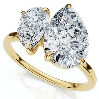 Pompeii3 3Ct Toi Et Moi Pear Shape Diamond Ring 14k Gold Lab Grown