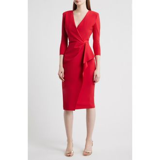 La Petite Robe Di Chiara Boni Zuhur Pleated Cocktail Sheath Dress in Ruby at Nordstrom, Size 16 Us