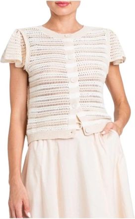 Twinset Sublime Top - Dames - Vesten - Beige - M - Katoen - Truien & Vesten