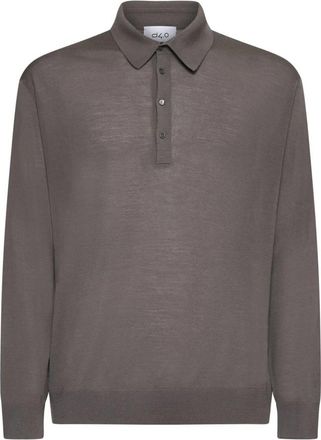 D4.0 Fijngebreide Polo - Heren - Ronde hals truien - Bruin - S - Wol - Truien & Vesten