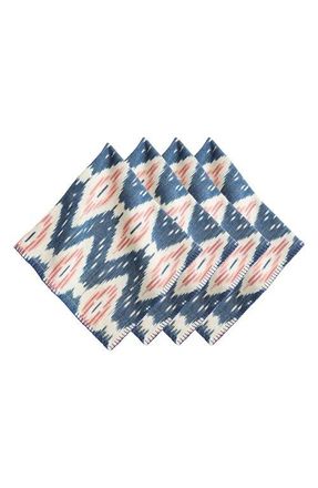 Juliska Ikat Set of 4 Cotton Napkins in Blue Multi at Nordstrom