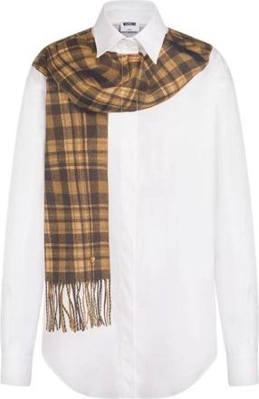Moschino Camicia in Popeline di Cotone Stampato - - Blouses & Shirts - Donna - Bianco - XS