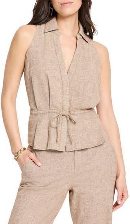 Nic+Zoe Cotton & Linen Drawstring Vest in Brown Mix at Nordstrom Rack, Size X-Large