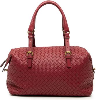 Bottega Veneta 2012-2025 Nappa Intrecciato boston bag - Red
