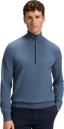 HUGO BOSS Boss Orange trui half-zip blauw regular fit katoen