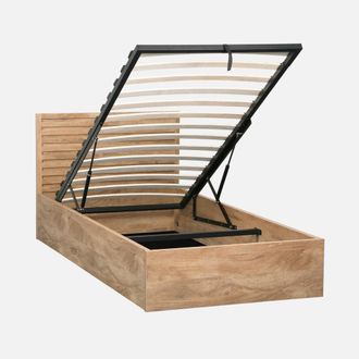 Sweeek Cama Con Caj&oacute;n, Somier De L&aacute;minas Y Cabecero 90x190cm Decorado En Madera