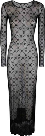 Marine Serre Moonogram Mesh Flock Ls Long Crewneck Dress