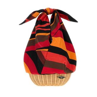 Emilio Pucci Printed Twill Bucket Bag Orangeblack Borse A Mano