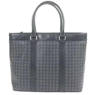 Coach Black Gray Leather Briefcase Shoulder Bag (Pre-Owned)