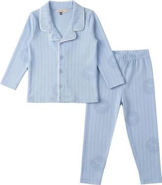 Fragile Lapel Pajama Set, Collared Button Up Top and Elastic Waist Pants in Ice Blue at Nordstrom, Size 18M