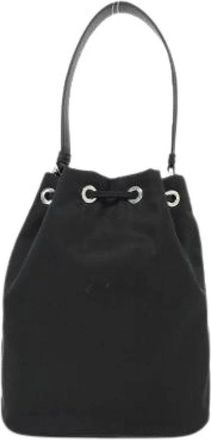 Prada Pre-owned Tessuto Ricamo Schoudertas - Dames - Vintage Tas - Zwart - ONE Size - Vintage