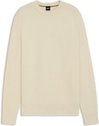 BOSS Cotton sweater with mixed structures