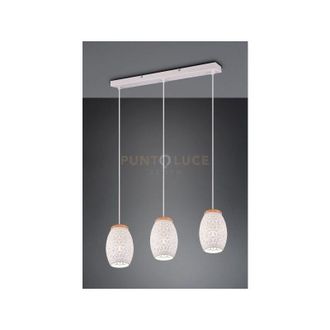 Reality Lampada Sospesa Bidar Trio Lighting 3xE27 Legno Metallo Bianco