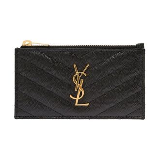 Saint Laurent Cassandre Card Holder - female - Saint Laurent - Wallets & Cardholders - Black - ONE SIZE - Accessories