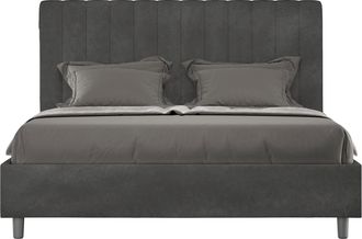 ITYhome Letto Matrimoniale Francese Contenitore Imbottito 140x210 Microfibra Grigio Agueda
