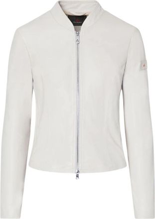 Peuterey Kort geverfd bikerjack van nappaleer - Dames - Zomerjassen - Wit - XS - Leer - Jassen