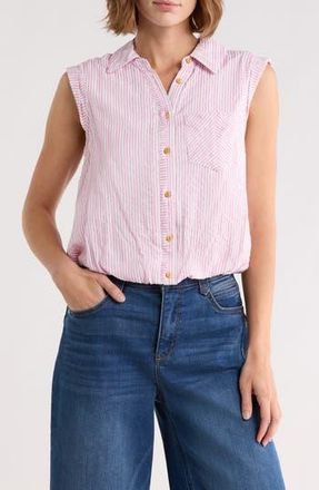 Democracy Cap Sleeve Bubble Hem Cotton Seersucker Top in Wild Blossom Multi at Nordstrom Rack, Size X-Large