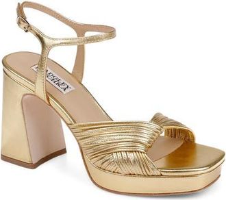 Badgley Mischka Winslet Ankle Strap Platform Sandal in Gold Metallic at Nordstrom, Size 6.5